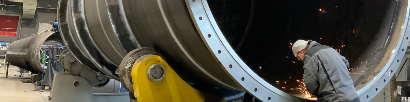 Soudage d'une turbine hydraulique en atelier